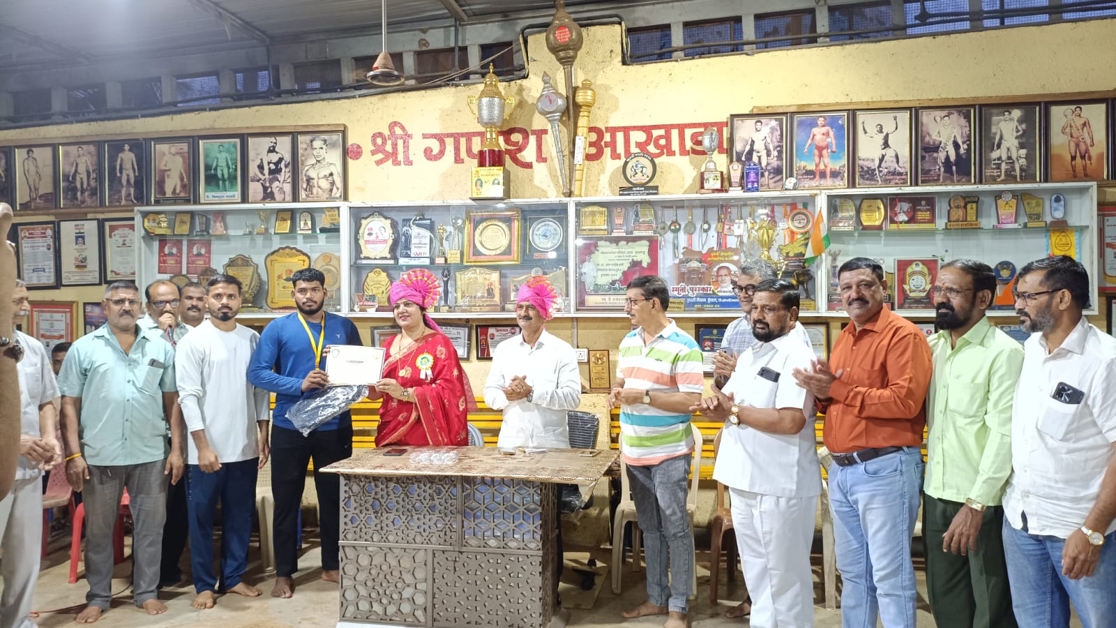 श्री गणेश आखाड्यात गुणवंत पैलवानांचा भव्य सत्कार सोहळा
