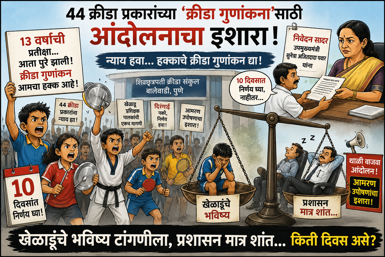 ४४ क्रीडा प्रकारांच्या 'क्रीडा गुणांकना'साठी शालेय खेळ-क्रीडा संस्थेचा आंदोलनाचा इशारा
