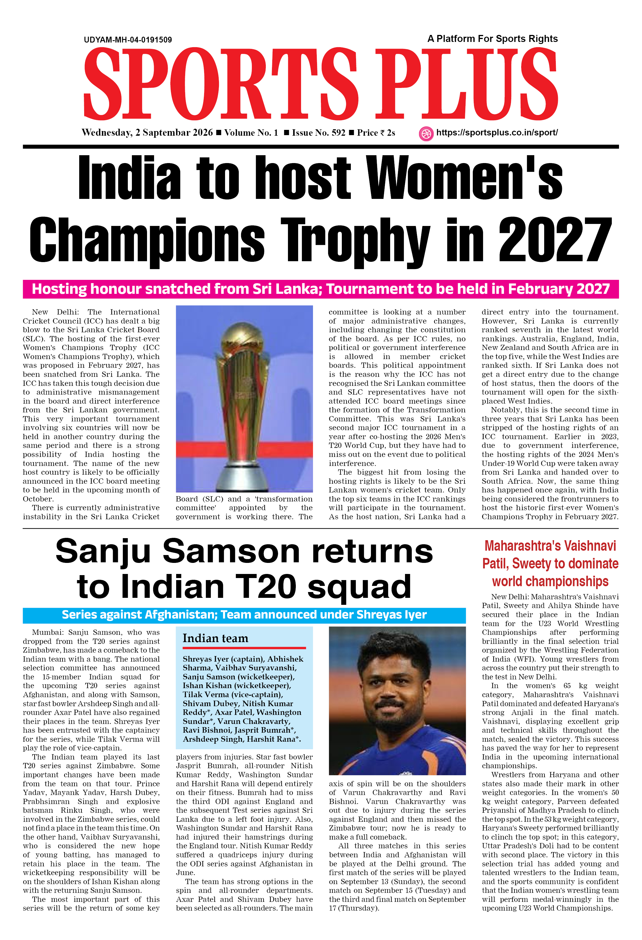 Global Sports Plus 2 Sep 2026